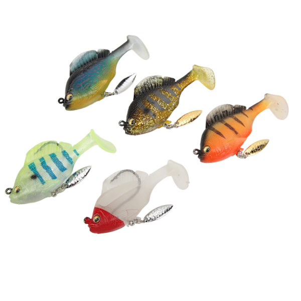 5 stk Myke Fiskeagn for Bass 18g 8cm Padlehale Svømmeagn med Spinner Kunstig Fiskeagn Livaktig Fiskeagnsett