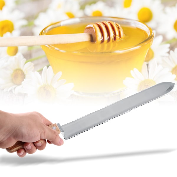 280 mm sågtandad kniv för biodling Verktyg för att ta av locket Knivutdragare Skrapa honung gör det själv