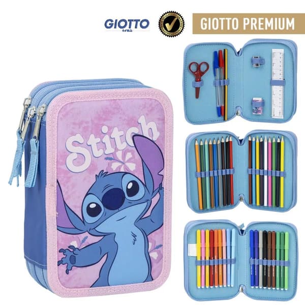 Disney Lilo og Stitch 3-lags fyldt penalhus med 43 dele, lyserød Multifärg Polyester
