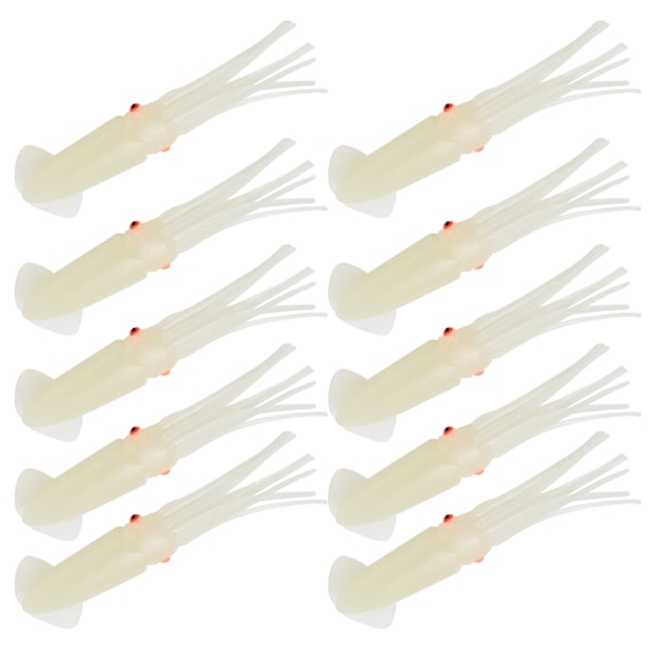 10 st Bläckfiskfiskedrag Hållbar Robust glödande lysande naturtrogen mjuk silikon bläckfiskbete10cm