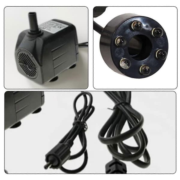 12V Gph elektrisk springvandspumpe 10W med 6 varmhvide lys AC12V 6LED warm white light