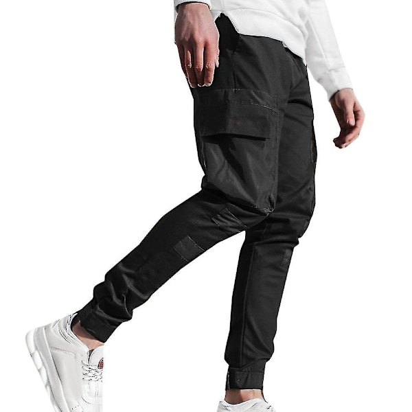 Smallem Slim Fit Herre Cargo Combat Bukser Joggingbukser 2XL Svart