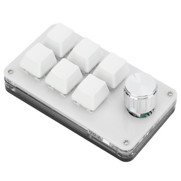 Enhånds mekanisk tastatur Multifunksjon 6-knapper Mini Gaming Tastaturgenvei Programmerbar tastatur med ratt Svart Hvit