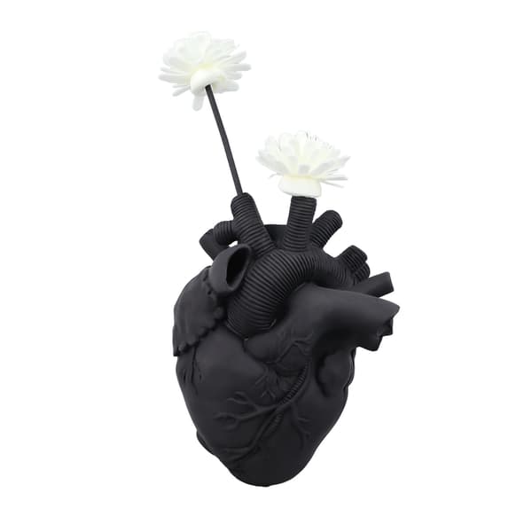 Kreative Anatomiske Hjertevaser Harpiks Skulptur Hjerteformede Kunst Blomstervaser Bordplade Boligindretning til Stue Sort