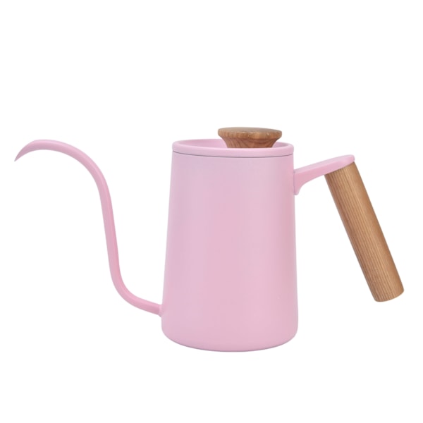 Handtag i rostfritt stål Dropp kaffekanna Svanhalspip Droppvattenkokare Kaffe Tekanna Rosa600ml