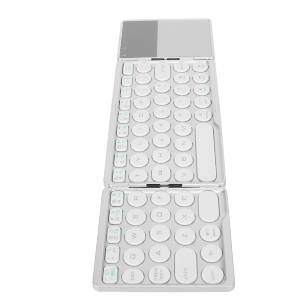 Rund nyckel Bluetooth vikbart tangentbord med pekplatta Universal 140mAh trådlöst 64 tangenter vikbart tangentbord Silver