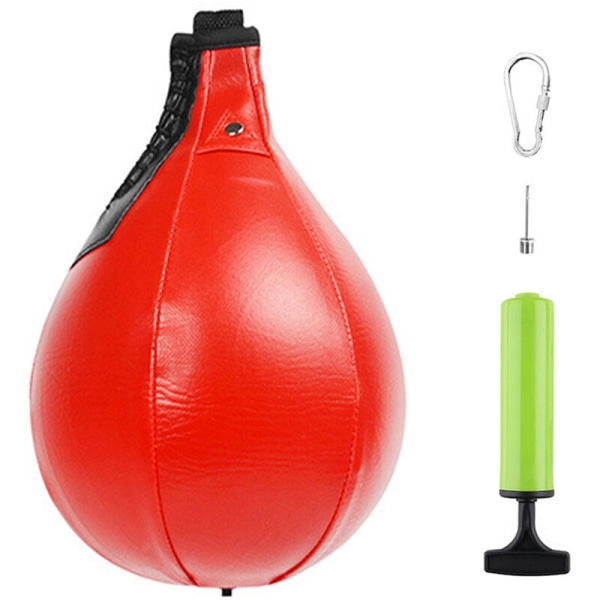 Bokseball i lær i PU MMA Muay Thai treningsboksesekk Bokseball med pumpe, modell: rød