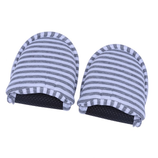 Resor Bärbara Vikbara Återanvändbara inomhus mjuka anti-halk tofflor i bomull (MWomen Grey Stripes)