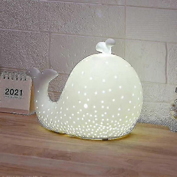 Kreativ keramisk härlig val LED-bordslampa