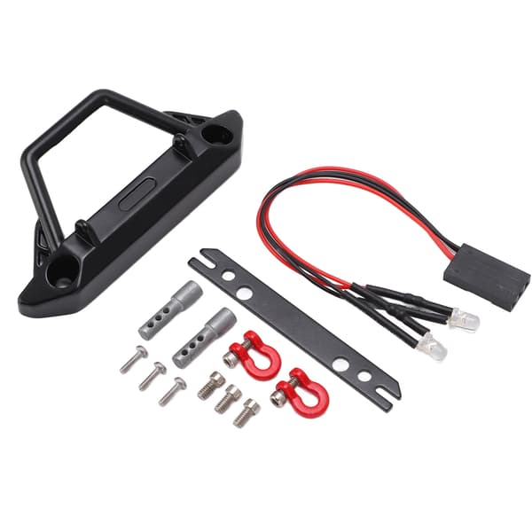 RC Flat Front Bumper Bilbeskyttelse med 2 LED-forlykter for Axial SCX24 1/24 RC Bil Crawler
