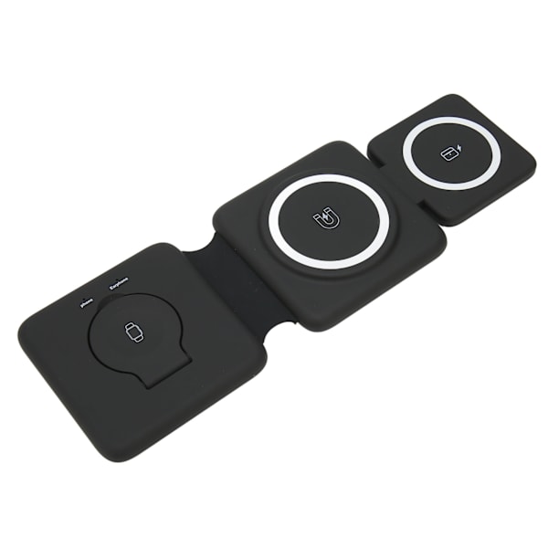 15W trådløs lader sammenleggbar 3 i 1 trådløs ladestasjon Rask trådløs ladepute for iPhone for Galaxy for iWatch SE Svart