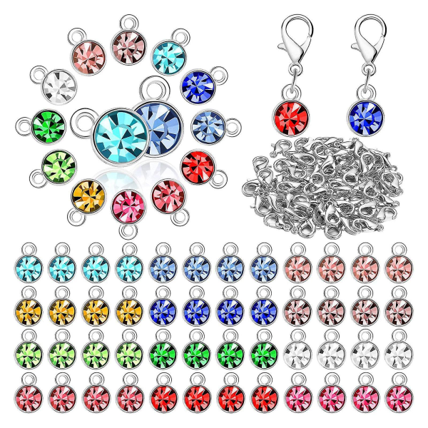 12 farver Krystal Birthstone Charms 180 Stk Diy Beads Pendant Til Diy smykker Silver