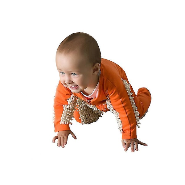 Orange Footies Cleaning Mop Romper for Boys and Girls