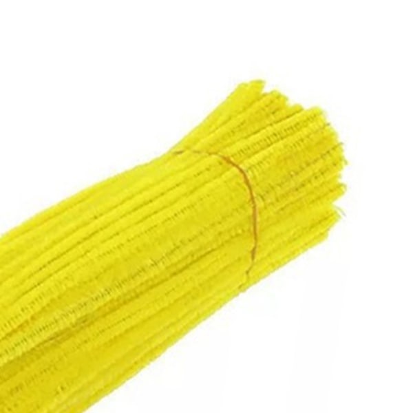 100 st Piprensare Flexibla Böjbara Enfärgade Polyester Chenille Stjälkar DIY Barns Tidiga Utbildning Handgjorda Leksaker Ljusgul