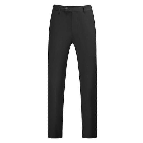 Herrebukser i klassisk passform, rette, flat front, passer til vanlige bukser S black