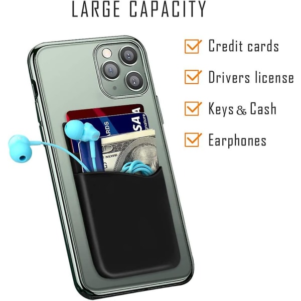 Telefonkortholder, Shanshui Silikone Telefonpung Stick On Kreditkortholder Telefonlomme til næsten alle smartphones sort, hvid, grå/3 stk.