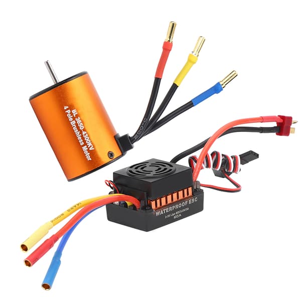 3650 4300KV Børsteløs Motor 60A ESC Opgraderingsdele Tilbehør til 1/10 RC Bilmodel