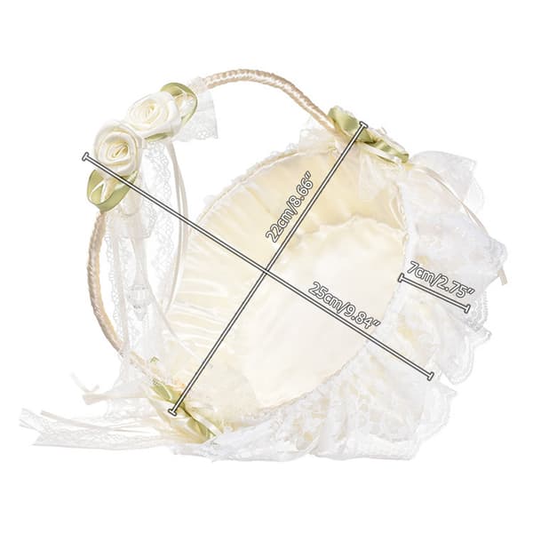 Bröllop Flower Basket Bröllop Flower Girl Korg Handvävd spets Bröllopskorg