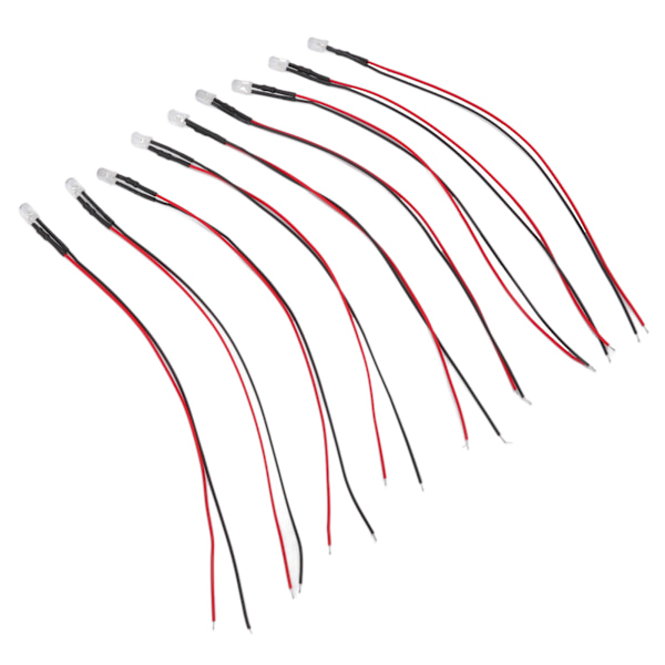 10 stk 5 mm LED-dioder med ledninger, elektroniske LED-lysdioder til dekoration 5‑12V grønt lys