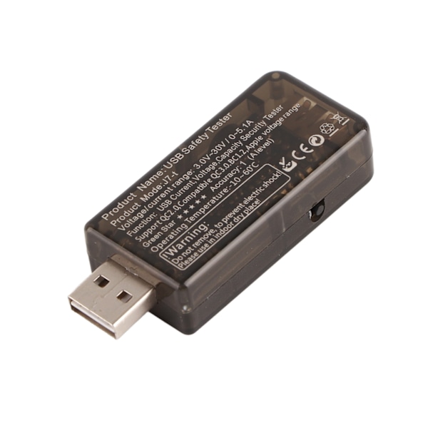 USB-testare Multifunktionsvisning i realtid Noggrann mätning USB-spänning Strömmätare 0‑5.1A 3‑30V