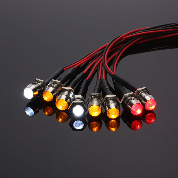 8 LED 1/10 1/8 modell billys to hvite, to røde og fire gule
