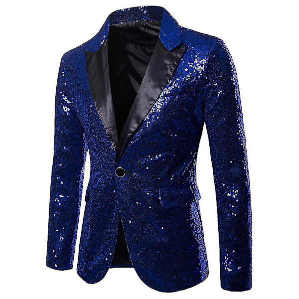Sequin luksusfestmiddag Prom Tuxedo Blazerjakke for menn Blå