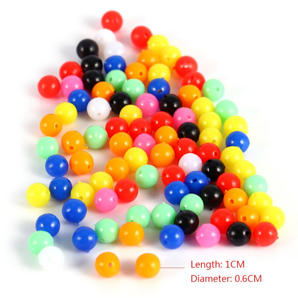 100 st 6 mm lättviktsfiske runda pärlor fiskeredskap (regnbåge, 6 mm)