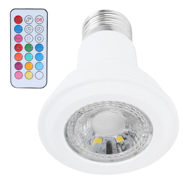 10W RGBW-spotlight med fjärrkontroll E27 färgskiftande glödlampa 85‑265V