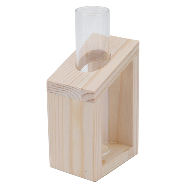 Rörglasvas Hydroponisk glasvas med trästativ Desktop Hydroponisk växtglasbehållare