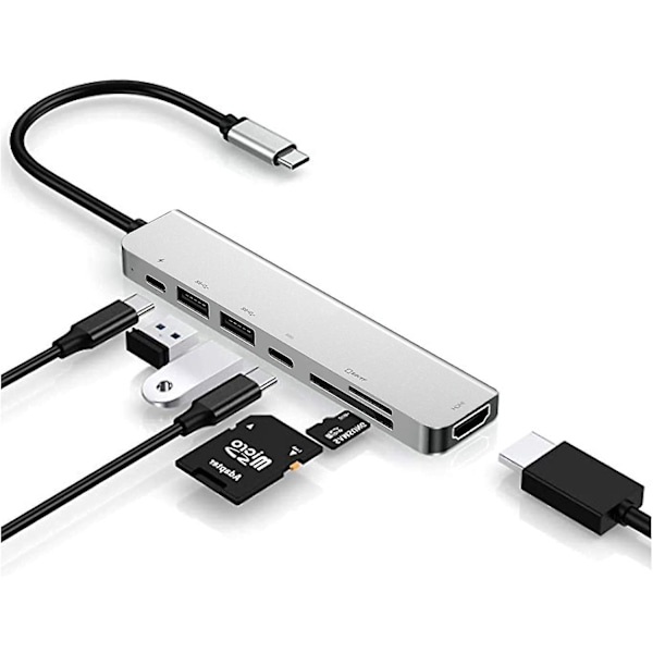 USB C Hub Adapter for MacBook Air/Pro with 4K 60Hz HDMI