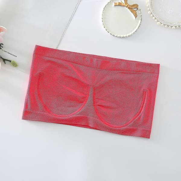 Dame Elastisk Stropløs BH, Sommer Bandeau BH, Plus Size Stropløs BH, Komfort Trådløs BH Pink S