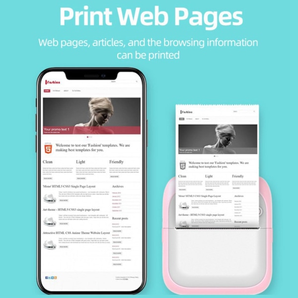 Bærbar miniskriver Trådløs BT termisk printer Nem at bruge Kompatibel med Android IOS Lommeprinter Etiketmager