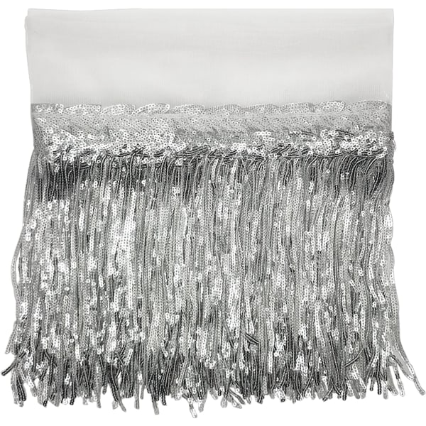 Yards længde 20 cm inches bredde silke pailletter kvast skåret trim (sølv)