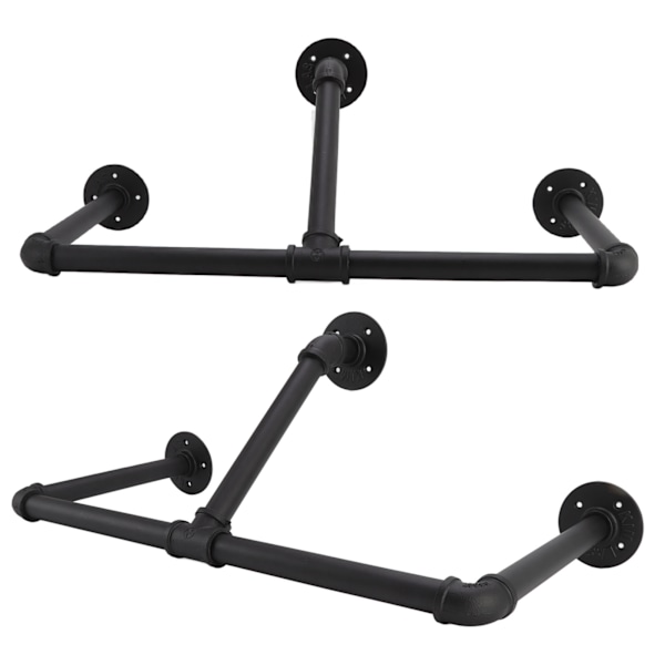 22in Industrial Pipe Kläder Display Rack Väggmonterad Klädställ Hängare Järn Kläder Hängstång Bar för Home Hotel