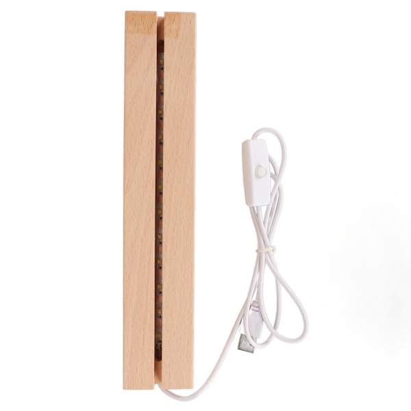 Rektangulær LED-lys Displayfod Varmt lys USB-interface Træ Art Lights Displayfod til Krystal Glas Akryl 24cm / 9.45in