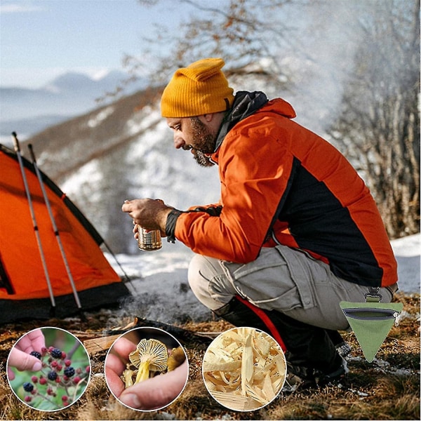 Fôrpose Soppfôringspose Bærbar og lett minibag for fotturer Camping Jakt Khaki