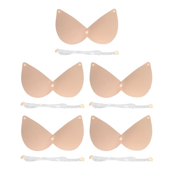 5 stk. Dame Klæbende BH Stropløs Push Up Silikone Snap Fastener 3D Side Brystløft Klæbrig BH Hudfarve B