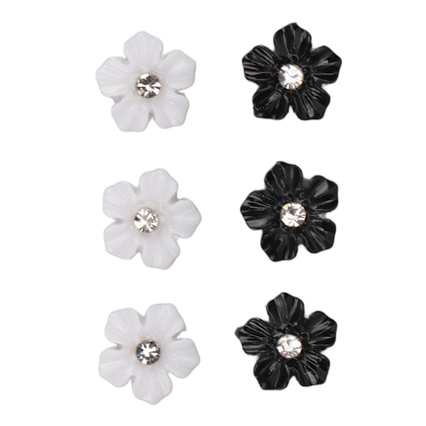 Nageldekorationer med 3D-blomma Svart Vit 5 Kronblad Blomma Nagelprydnader för DIY Nageldekoration