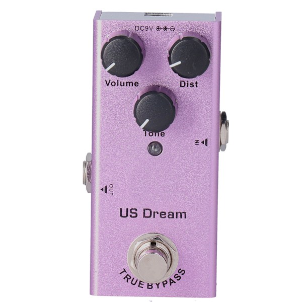 Elguitar Effektpedal US Dream Distortion Mini True Bypass Lilla DC 9V JDF-4