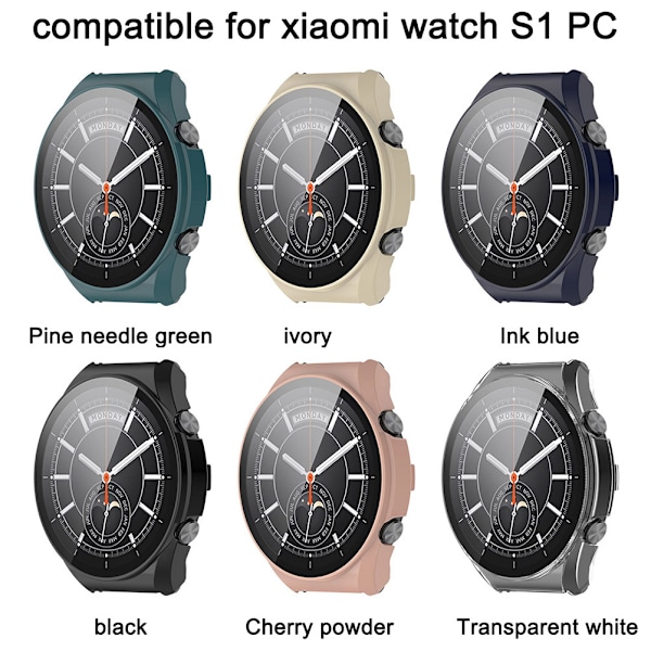 PC-ram hærdet glas etui kompatibelt med Xiaomi Watch S1 Smartwatch Stødsikkert beskyttelsesetui