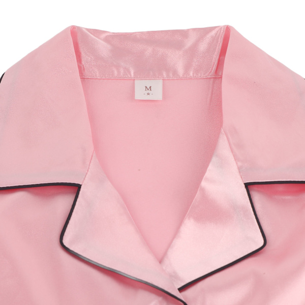 Emulering Silk Pyjamas Långärmad Fritidskläder Pure Pink Andas Bekväm för hemmasovning