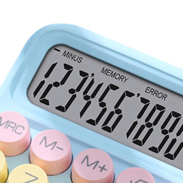 Fargerik minikalkulator Mekanisk tastaturkalkulator Elektronisk skrivebordskalkulator for Hjemskolekontor Himmelblå