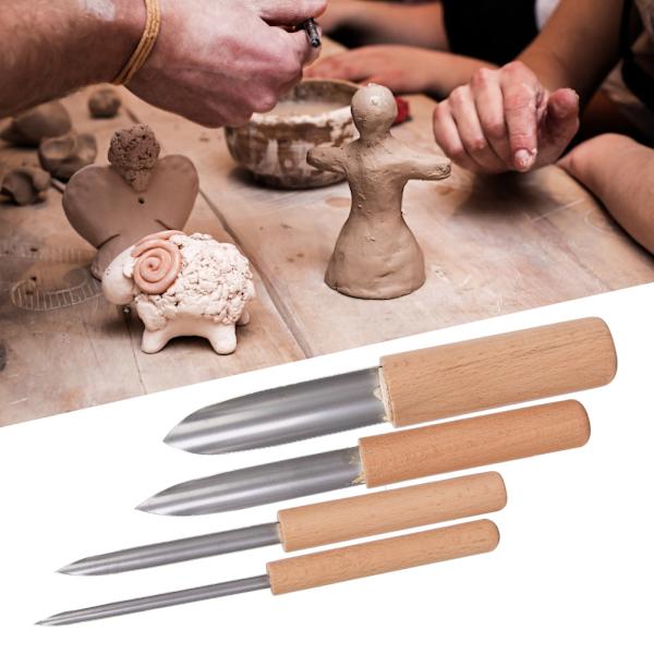 4 stk Keramikkuttere Keramisk Modellering Gravering DIY Verktøy Skulptur Leire Halvcirkelformet Kutter