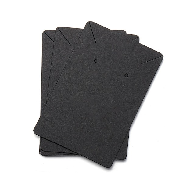 100 stk. Øreringe Kort 6x9cm Blankt Kraftpapir Tag med 100 OPP Poser til Fremvisning af Halskæder Armbånd Sort