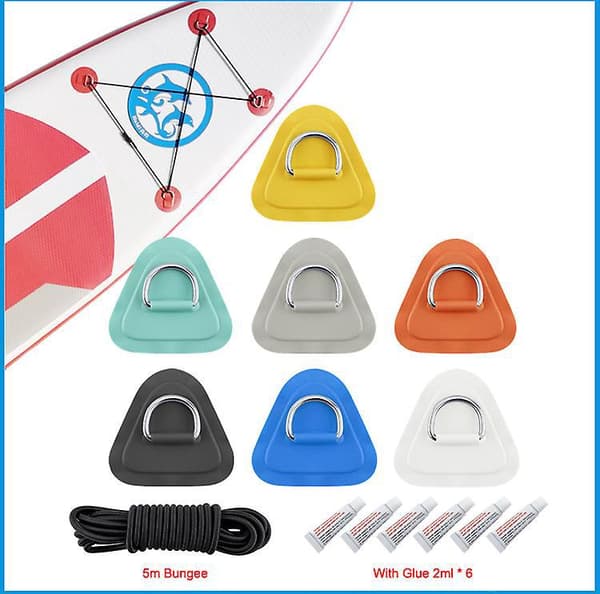 Sett D-ring Pad PVC Patch Båt Dekk Rigging 2.5m Elastisk Bungee Tau Kit For Stand Up Paddle Board Sup Dekk Tilbehør Hvit[NX]