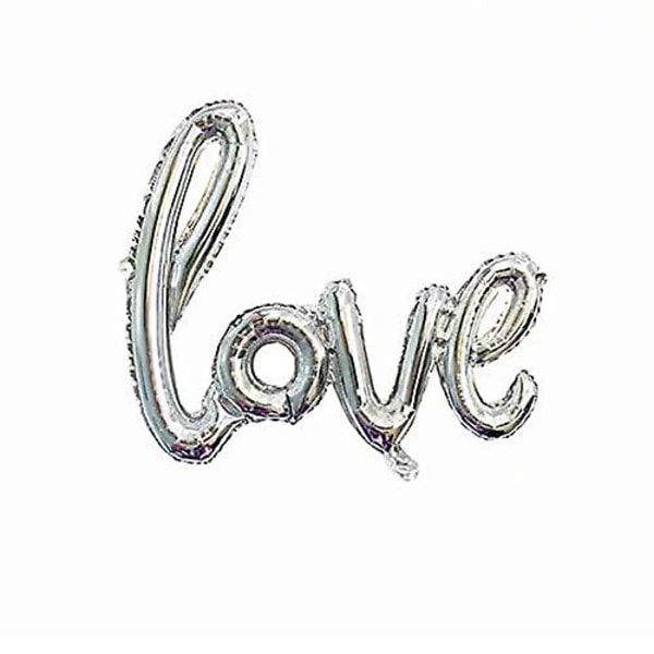 Dekorationer kärleksballong - Silver kärleksbrevsballong för bröllop, jubileumsfester och födelsedagsfester