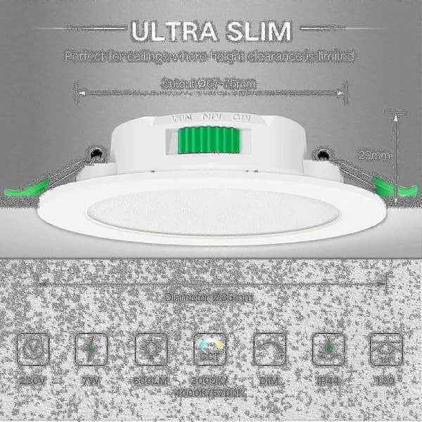 【NX】Thpcs 7w Hvit LED Downlight Innfelt Taklampe Slank Spotlys