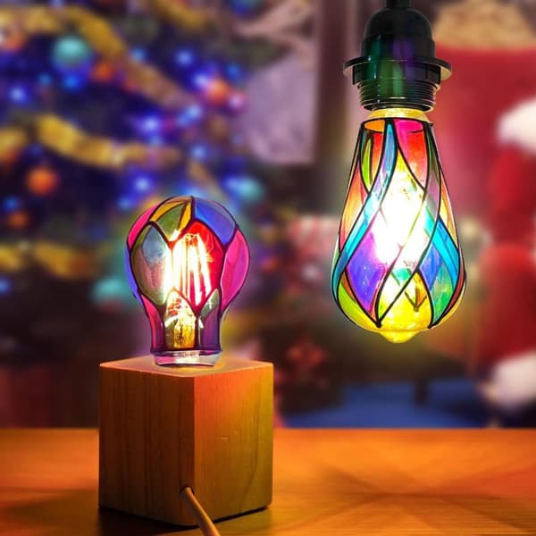 Värillinen lasilamppu 4W LED-lamppu maalattu lasipohja M B