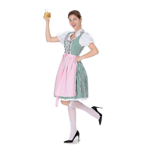 Oktoberfest tysk Dirndl-klänning damkostym 3XL grön