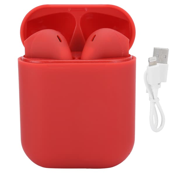 TWS Bluetooth 5.0 Trådlösa Hörlurar Touch Kontroll Headset med Laddningsfodral Röd